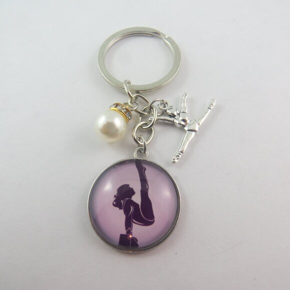 Gymnastic Key Chain Gymnast Key Chain with Charms Gymnastics Girls Coach Gift - Picture 3 of 4